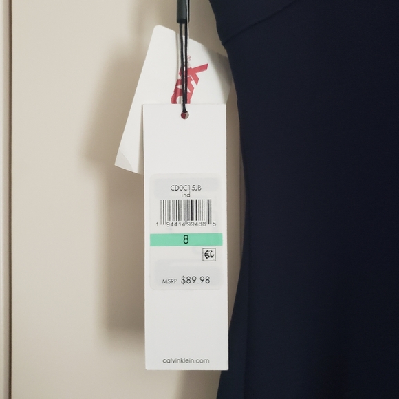 Calvin Klein Navy Blue Sheath Dress NWT SIZE 8 - Picture 4 of 16